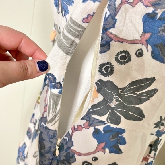 Free People Violet Hill White Floral Printed V Neck Ruffled Mini Dress - Picture 5 of 14